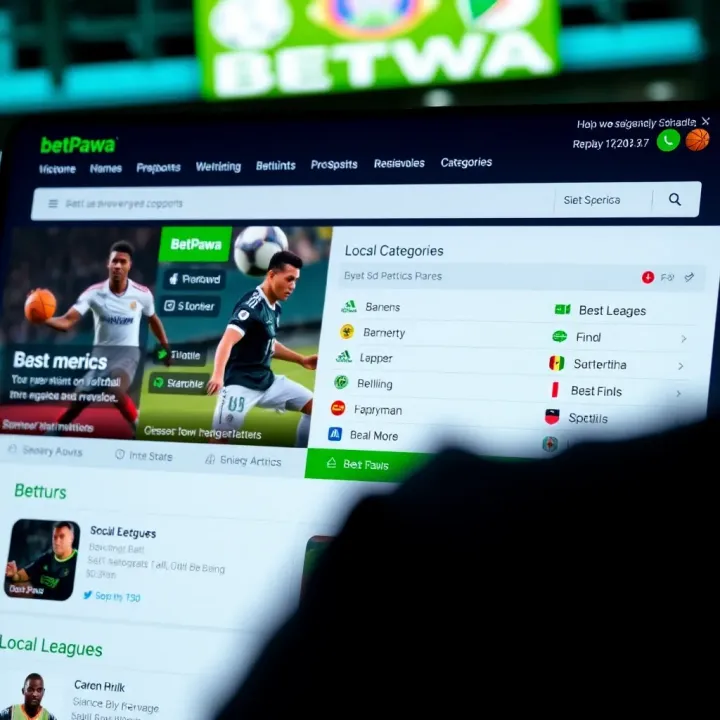 BetPawa Homepage Navigation and Betting Categories Screenshot of BetPawa homepage showing navigation options and betting categories