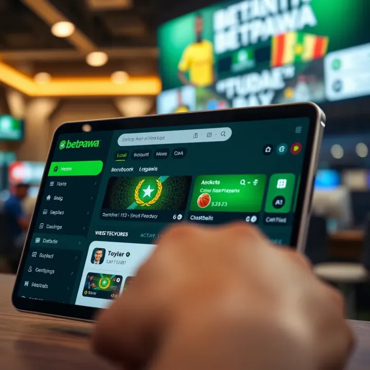 Dashboard of Betpawa app showing betting options and account details
