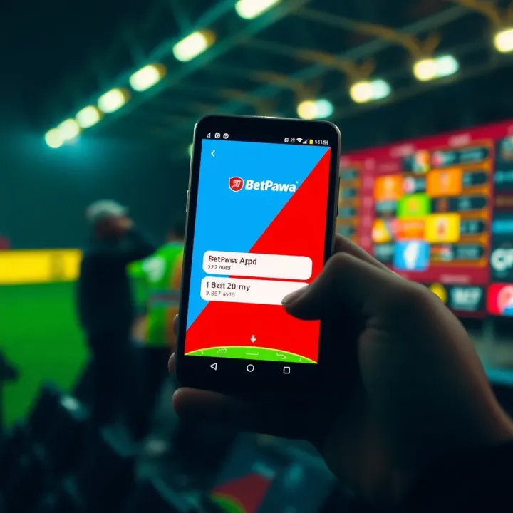 Android smartphone displaying BetPawa app download screen