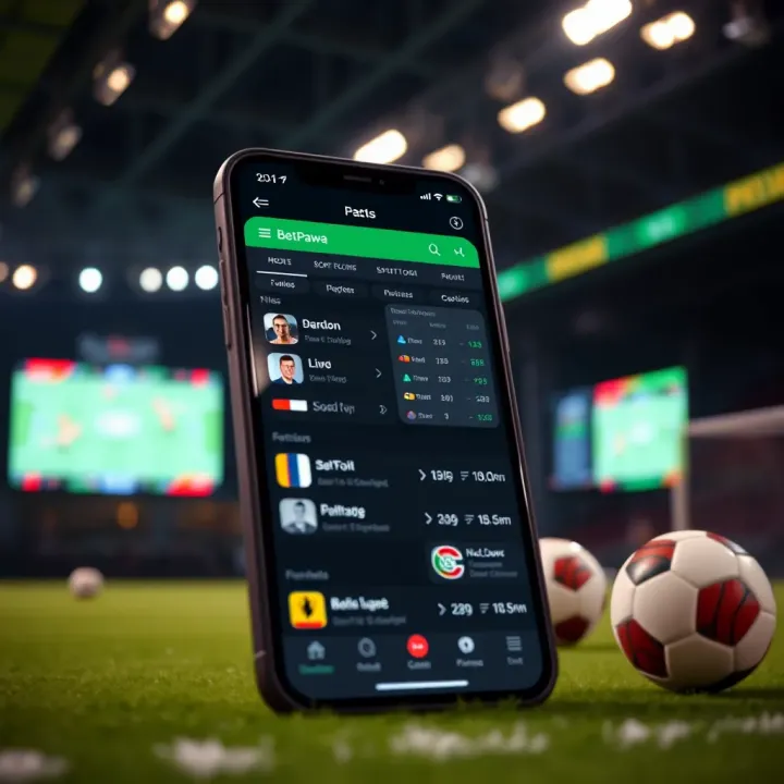 User interface showcasing betting options and live scores on BetPawa app