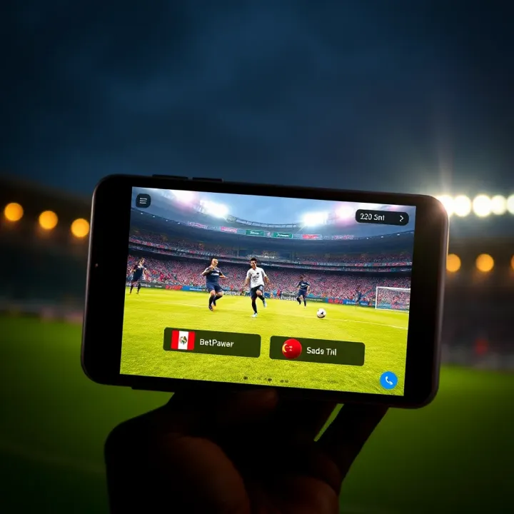 Football match streaming interface on a smartphone showing live game details