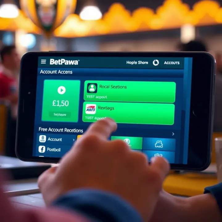 User interface of BetPawa mobile showing account access options and navigation menu