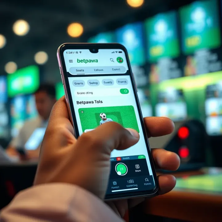 User navigating through Betpawa app features on mobile device