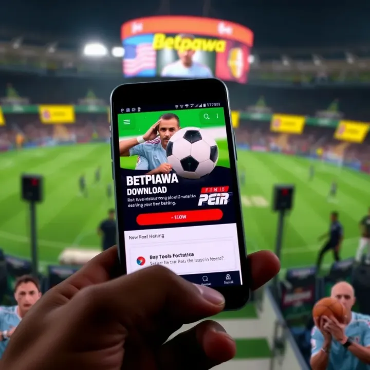 Screenshot of Betpawa app download interface on a smartphone in Nigeria
