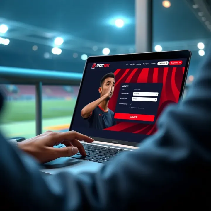 User registering on Sport Betpawa platform on a laptop screen