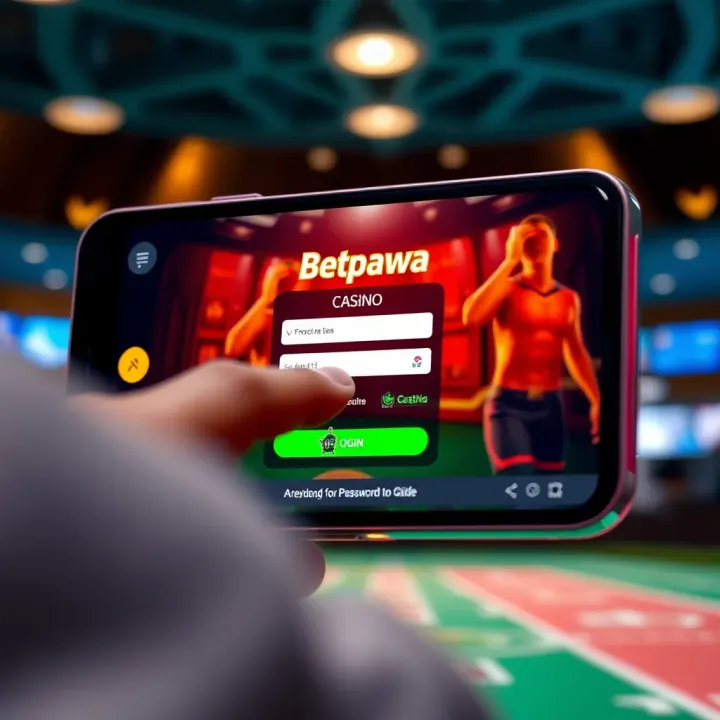 User entering secure credentials on Betpawa Casino login screen on a mobile device