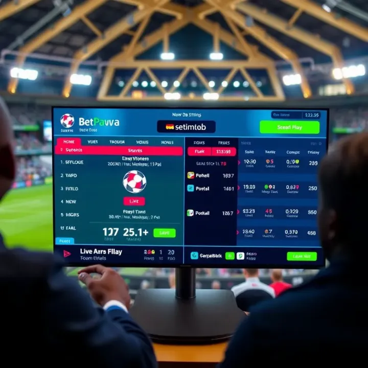 Score BetPawa Live Streaming Interface for Football Betting Live sports match streaming interface showing football game with real-time betting odds