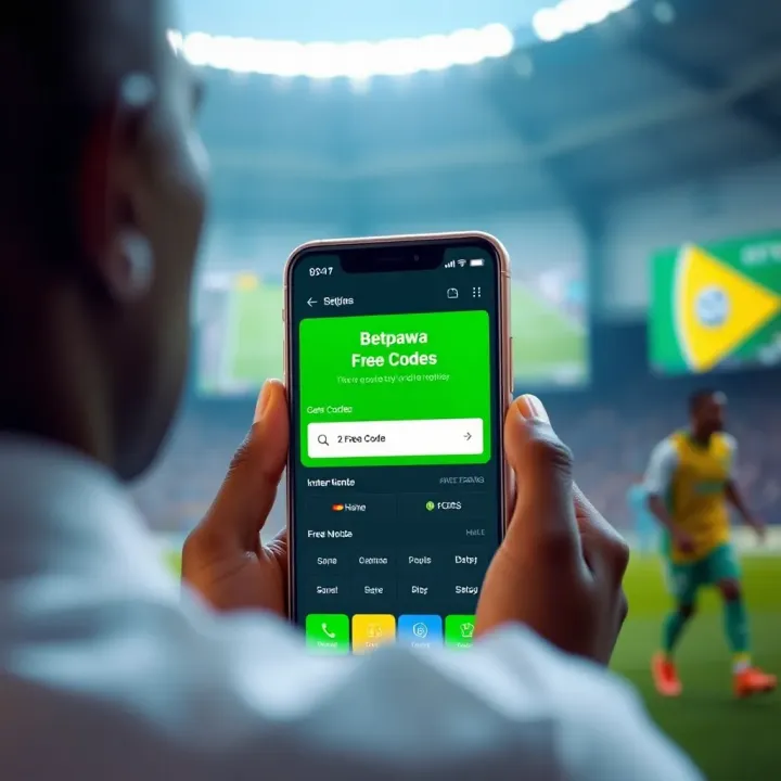 Claiming and Using Betpawa Free Codes in Nigeria Illustration showing a smartphone with a betting app open displaying Betpawa free code input
